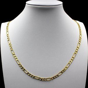 Real 10K Yellow Gold 2.5mm Figaro Link Chain Necklace 24" inch